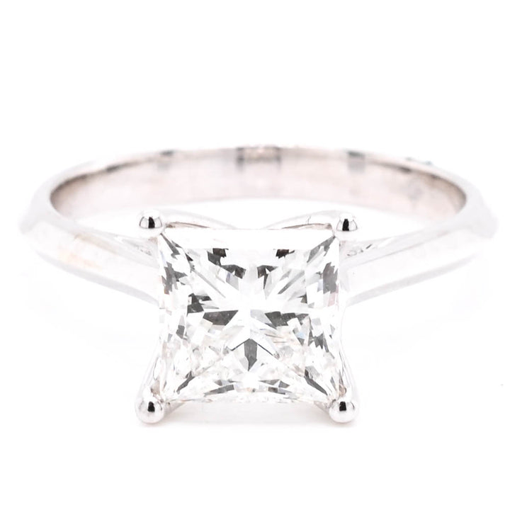 14KT Yellow Gold 2.00CT Princess Cut LAB Grown DiamondSolitaire Engagement Ring.