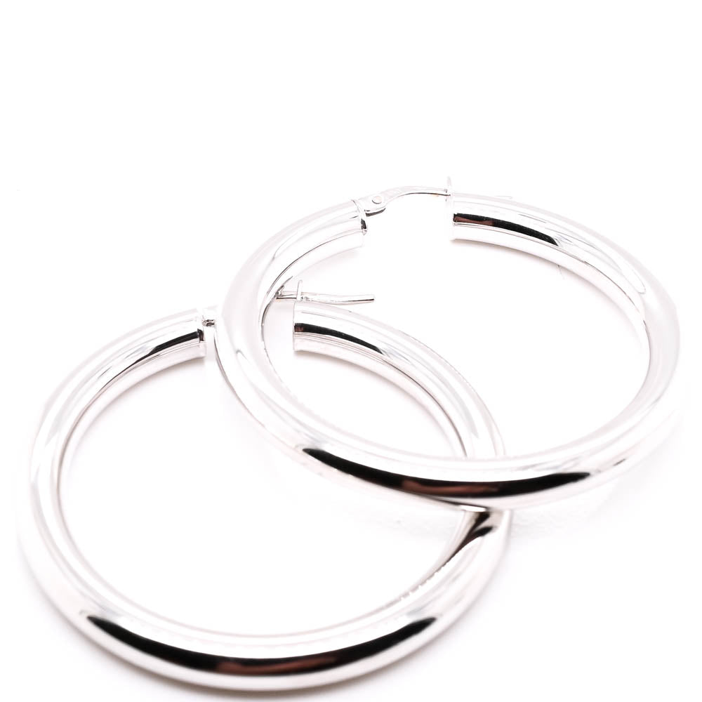 10KT White Gold 36mm Hoop Earrings.