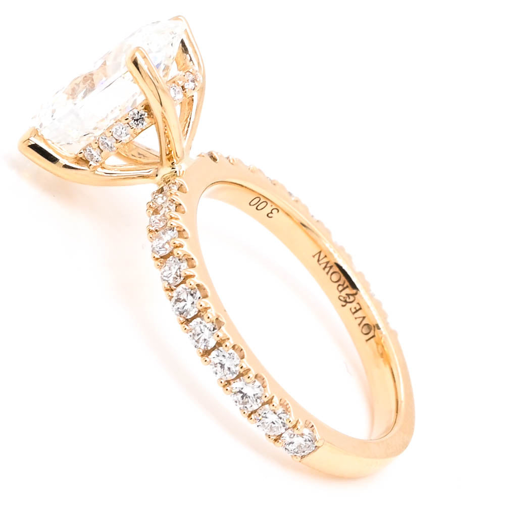 14KT Yellow Gold 3.60CTW Oval shape LAb Grown Diamond Accent Engagement Ring.