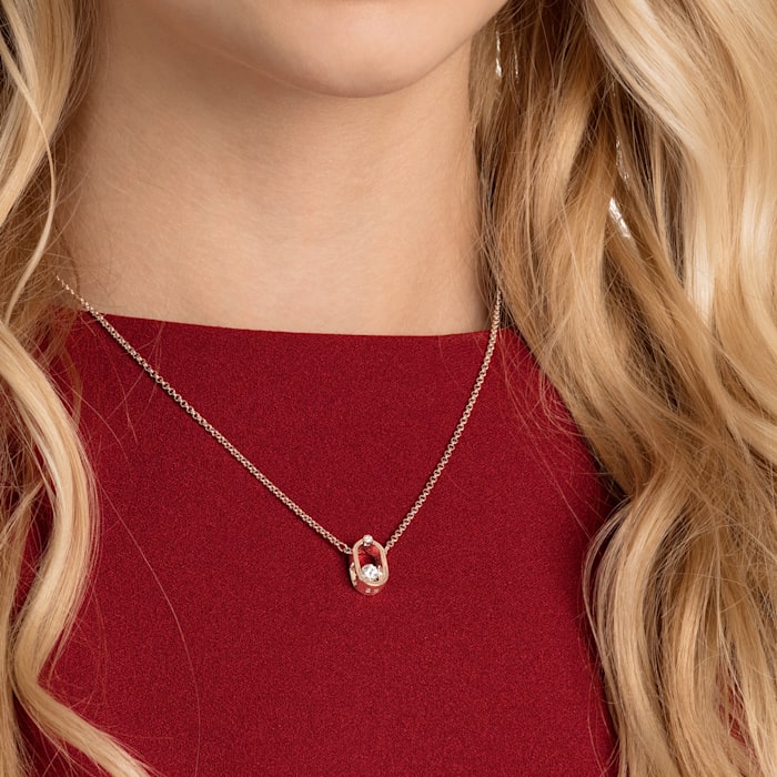 Swarovski Symbolic necklace, Hand, White, Rose gold-tone plated
