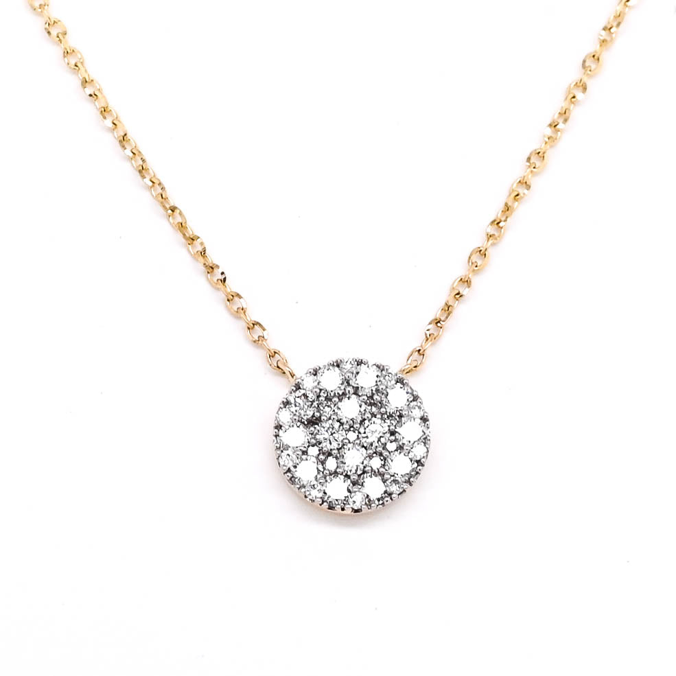 14KT Yellow Gold 18" 0.26CTW Diamond Disc Necklace.