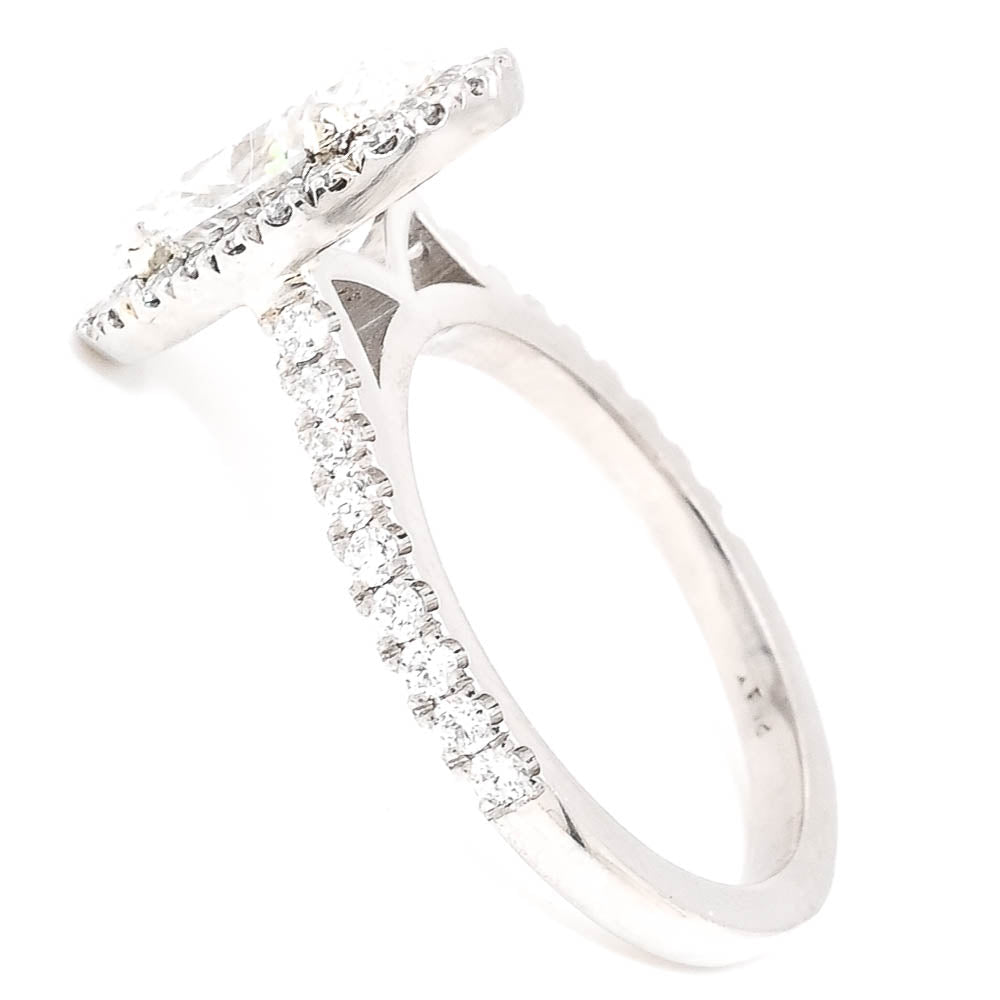 Platinum 2.59CTW Oval Shape LAB GROWN Diamond Halo Set Engagement Ring.