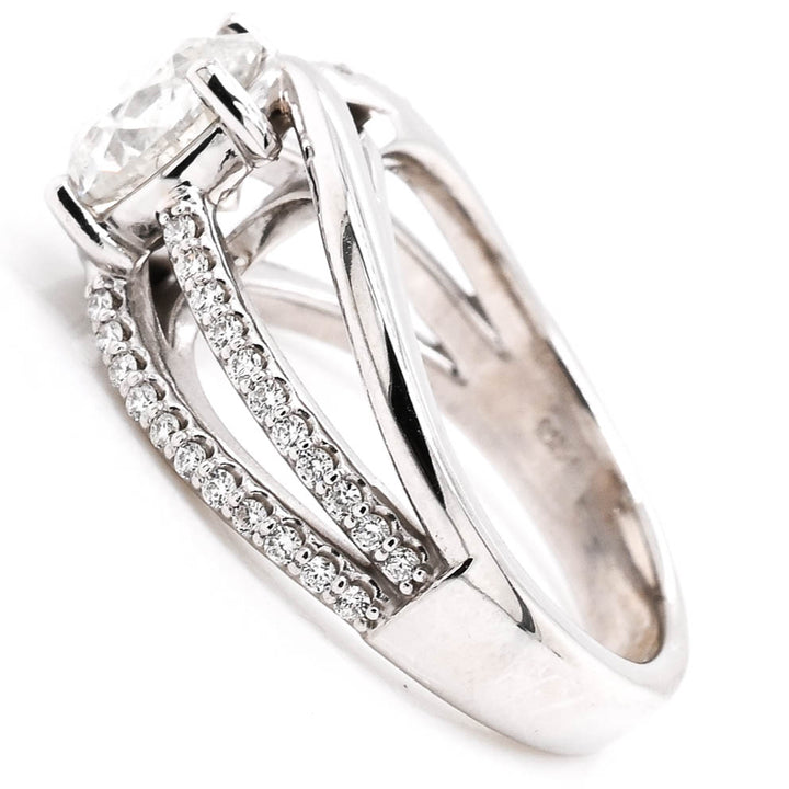 14KT White Gold 2.25CTW Round Brilliant Diamond Accented Engagement Ring.