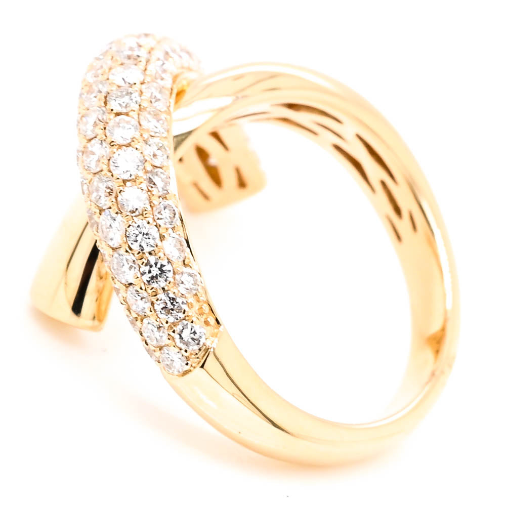 14KT Yellow Gold 1.65CTW Diamond Cross Over Celebration Ring.