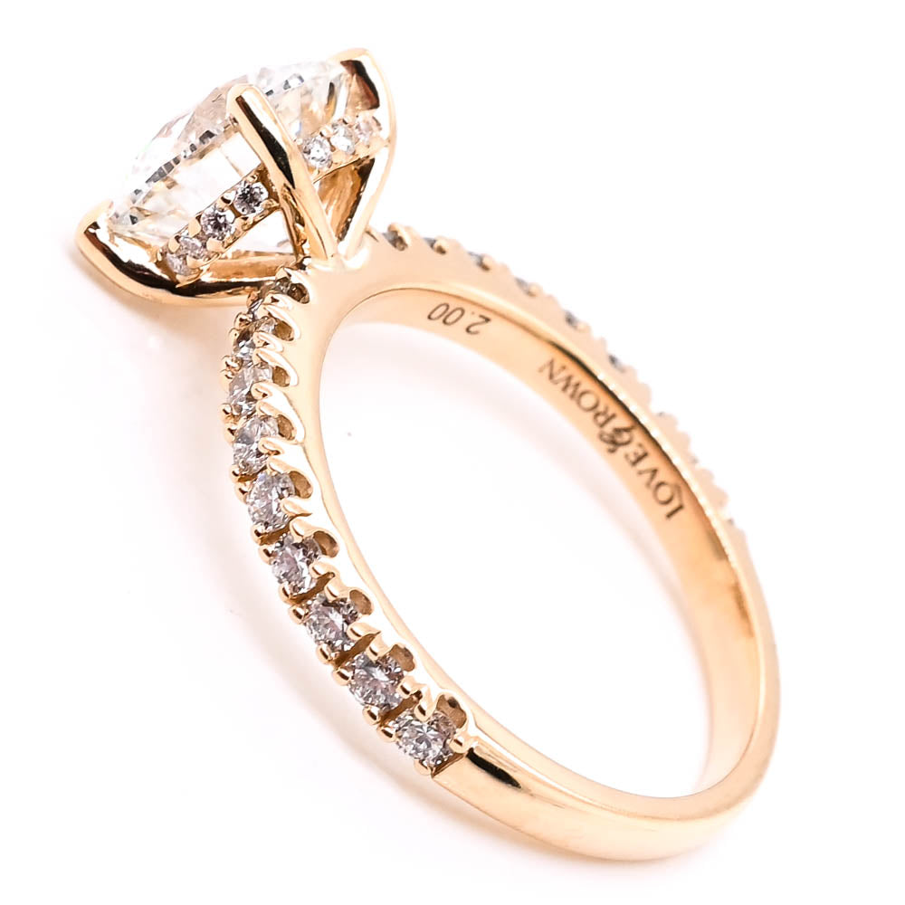 14KT Yellow Gold 2.50CTW Round Brilliant Lab Grown Diamond Engagement Ring.