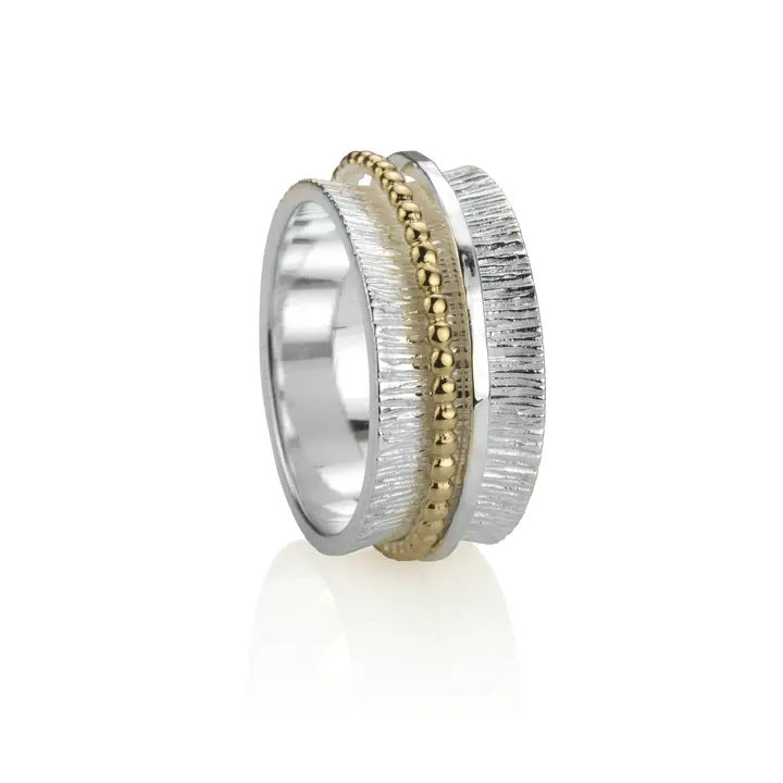 Nuture Meditation Ring Sterling silver 9KT Yellow Gold. Size 8.