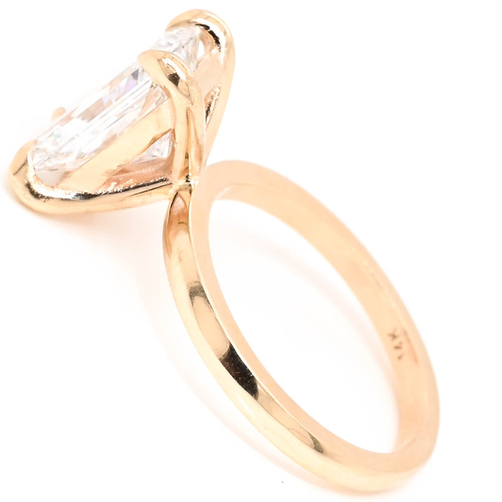 14KT Yellow Gold 3.37CT Radiant Cut LAB GROWN Diamond Solitaire Engagement Ring.