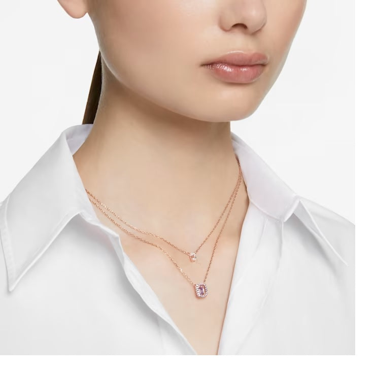 Swarovski Millenia layered necklace Octagon cut, Rose gold-tone plated