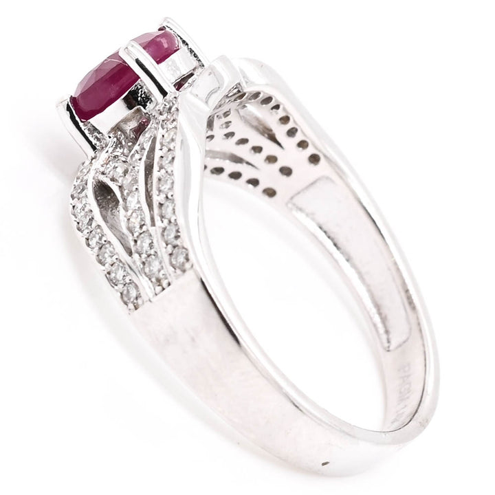 14KT White Gold 0.90CT Ruby & Diamond Ring.