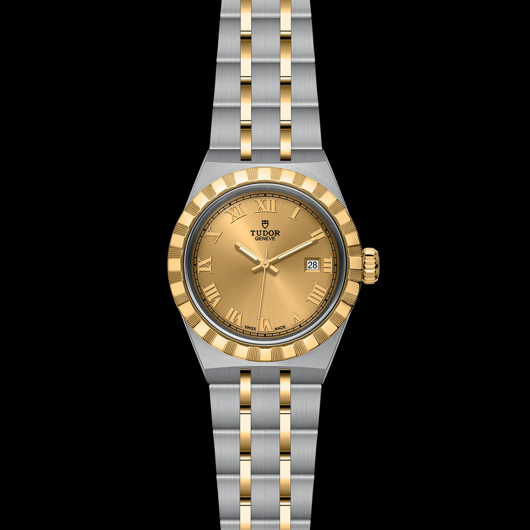 Tudor Royal Watch - M28303-0004 - 28mm steel case, Yellow gold bezel