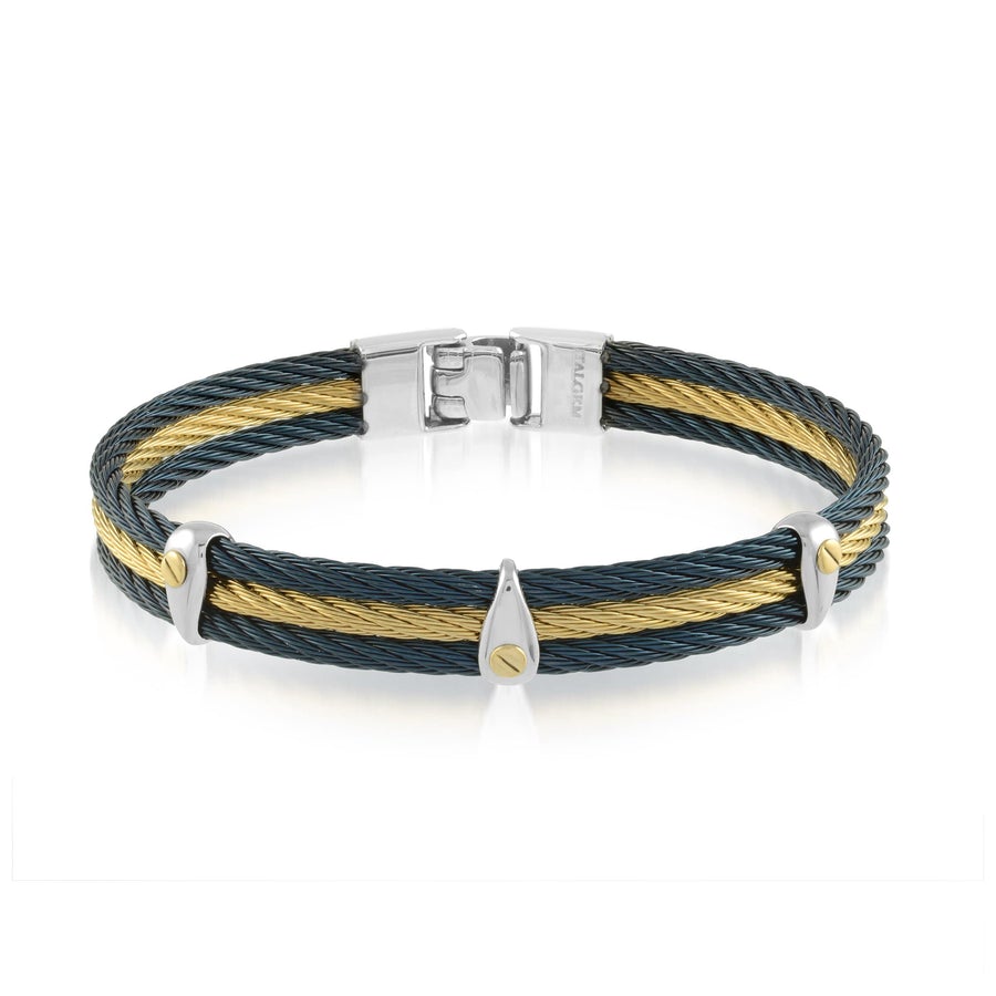 Italgem Steel Black Ion-Plated Yellow Ion-Plated Stainless Steel 18K Accents Bracelet.