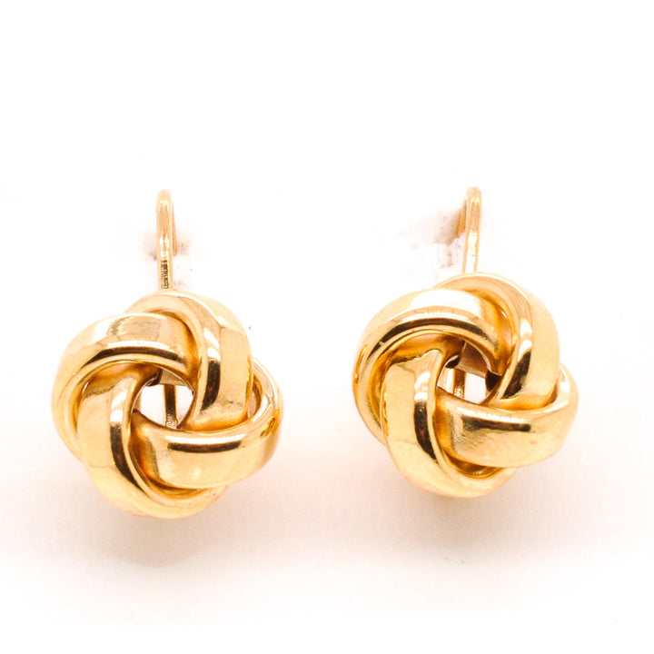 10 Karat Yellow Gold Love Knot Lever Back Earrings.