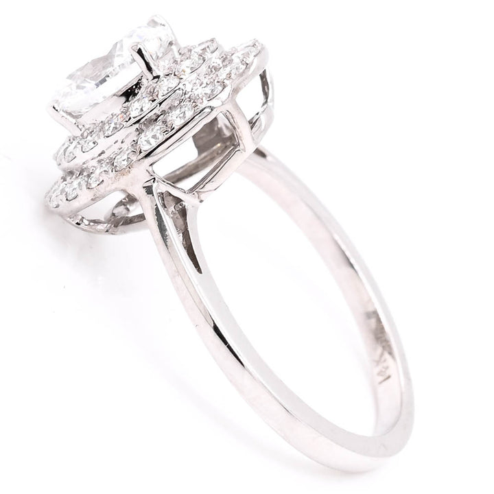 Christmas Special 14KT White Gold 1.63CTW Oval Shape Lab Grown Diamond Double Halo Set Engagement Ring.