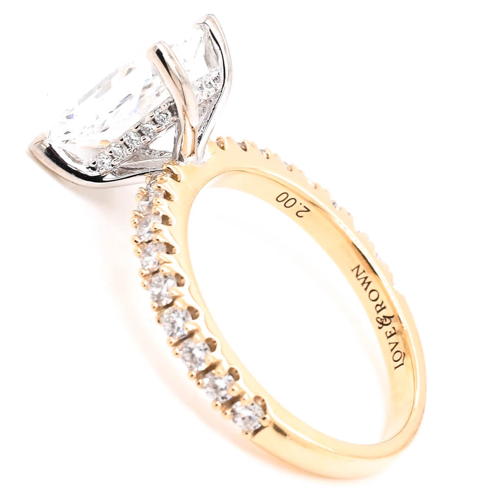 14KT Yellow & White Gold 2.50CTW Radiant Cut Lab Grown Diamond Engagement Ring.