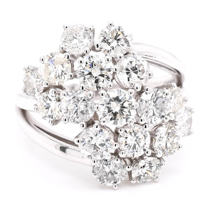 14KT White Gold 3.01CTW Diamond Cluster Celebration Ring.