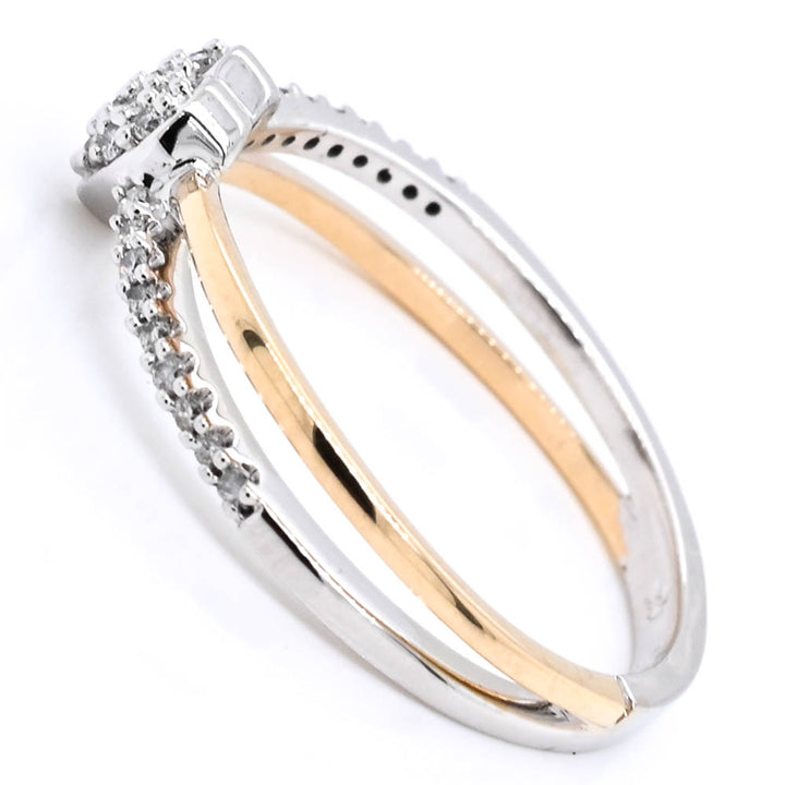 10KT White & Yellow Gold 0.14CTW Diamond Heart Ring.