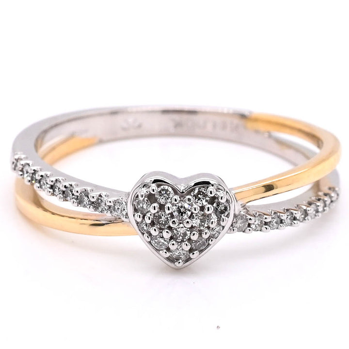 10KT White & Yellow Gold 0.14CTW Diamond Heart Ring.