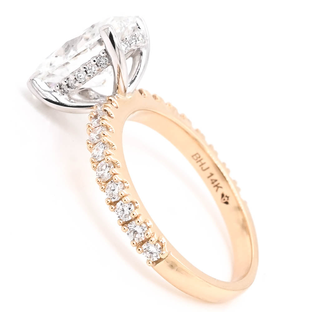 14KT Yellow & White Gold 3.00CTW Oval Shape Lab Grown Diamond Hidden Halo Engagement Ring.