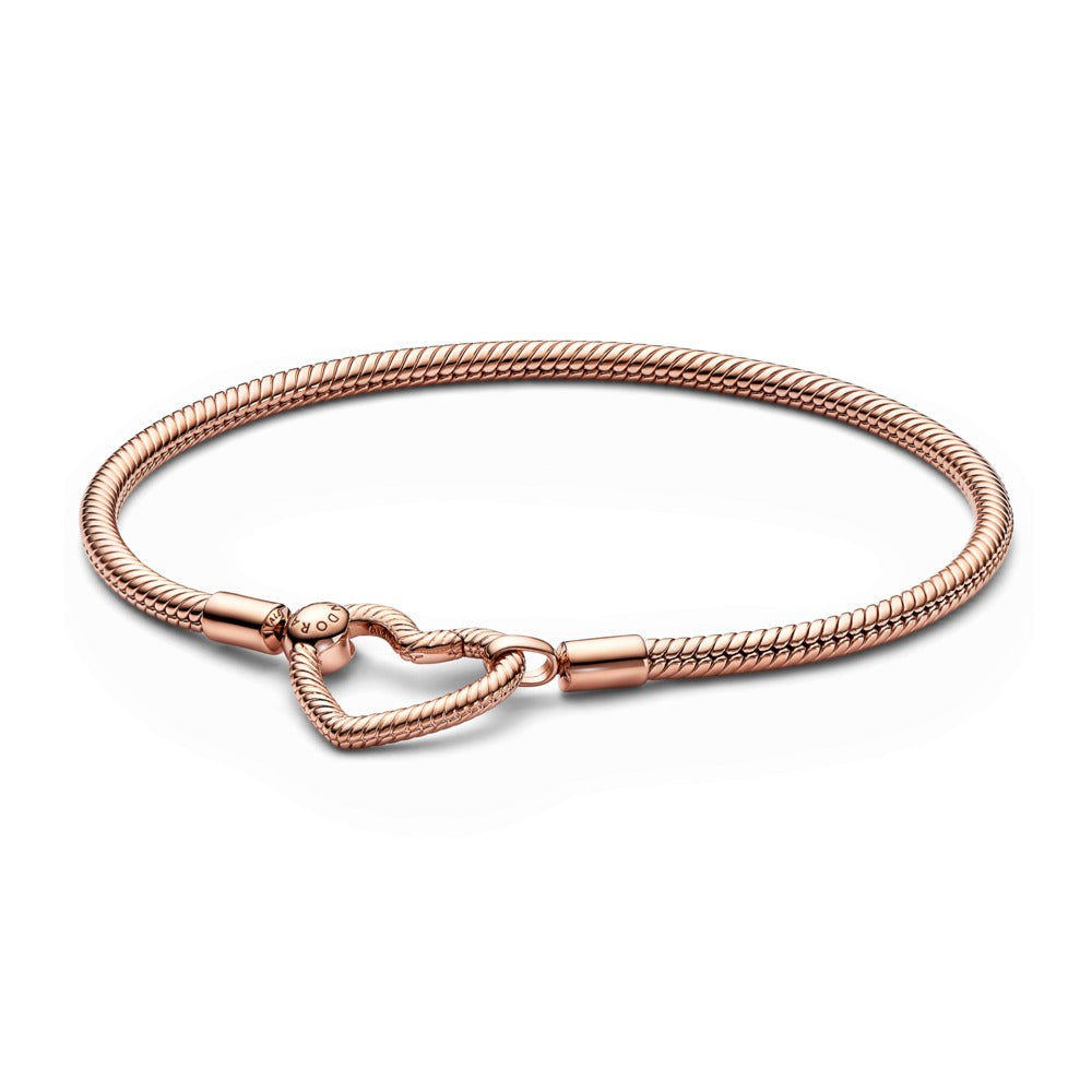 Pandora Moments Heart Closure Snake Chain Bracelet