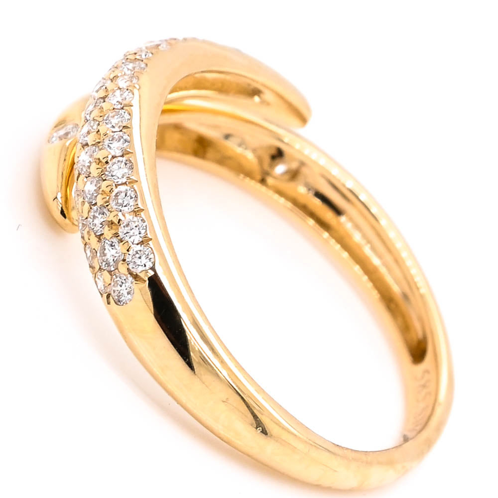 14KT Yellow Gold 0.40CTW Diamond Cross Over Ring.