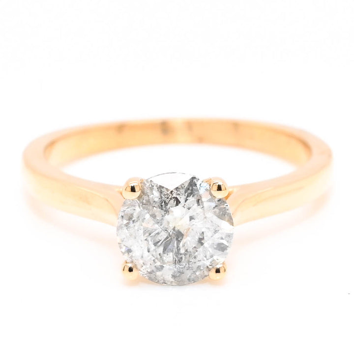 14KT Yellow Gold 1.06CTW Round Brilliant Diamond Engagement Ring.