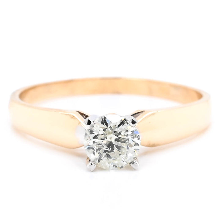 14KT Yellow Gold 0.20CT Round Shape Diamond Solitaire Promise Ring.