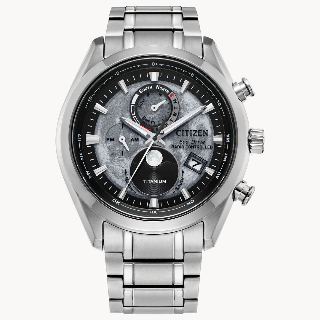 Citizen Tsuki-yomi A-T Moonphase 43mm Eco-Drive Watch. BY1010-57H.