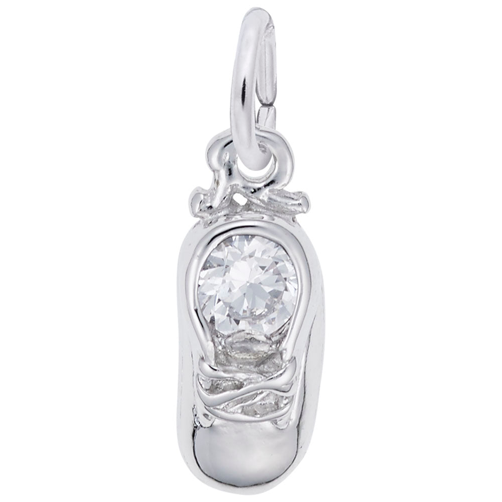 Rembrandt Sterling Baby Boot Synthetic April Stone Charm.