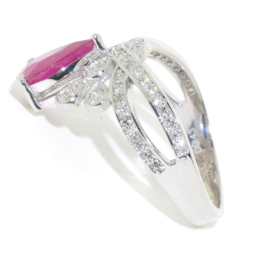 14KT White Gold Ruby and Diamond Ring.