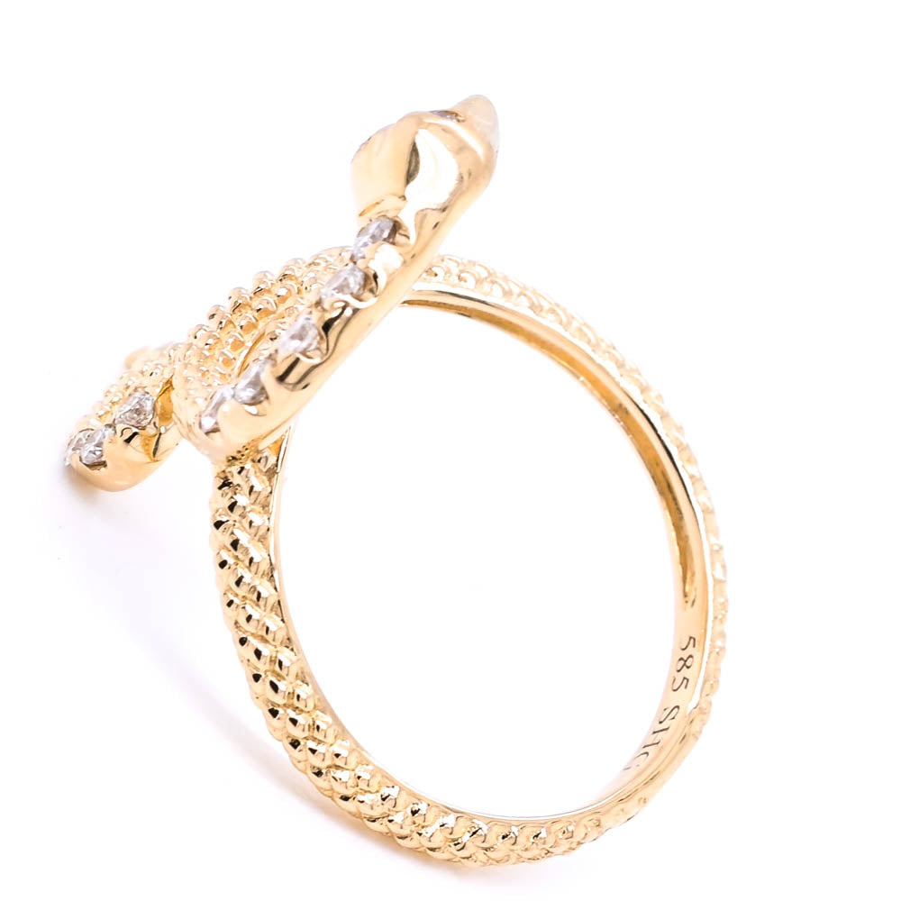 14KT Yellow Gold 0.17CTW Diamond Snake Ring.