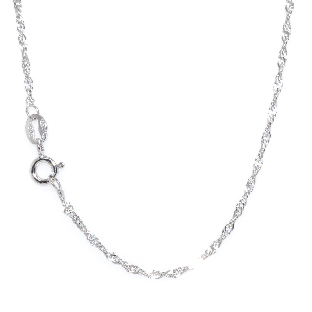 10KT White Gold 16" 1MM Singapore Chain.