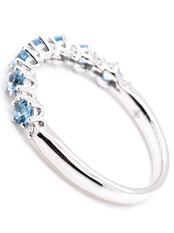 10KT White Gold 0.60CTW Blue Topaz & Diamond Band.