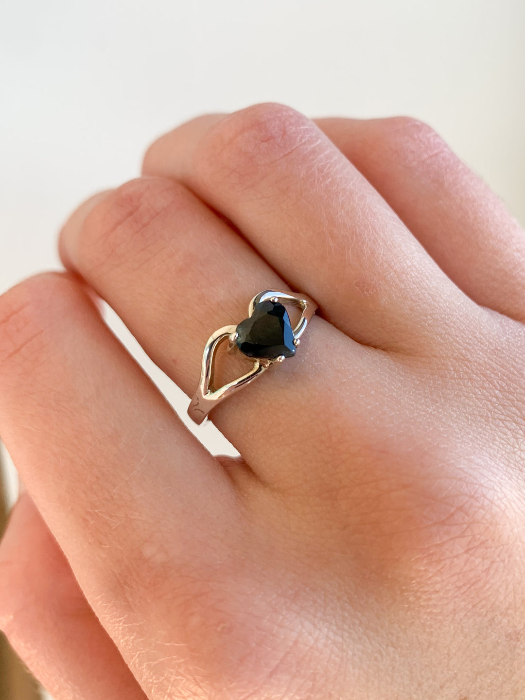 Black Friday Special Sterling Silver Heart Shaped Blue Sapphire Ring