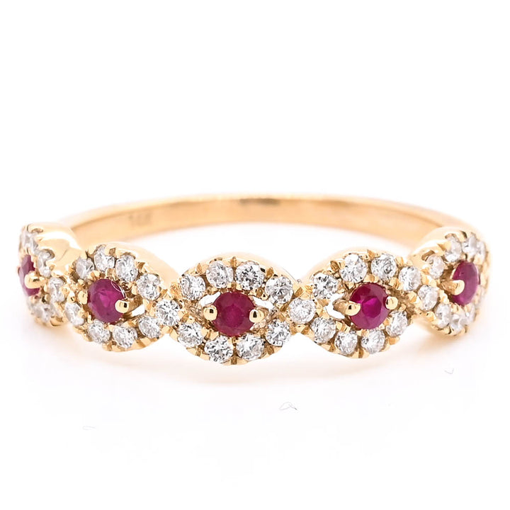 14KT Yellow Gold 0.18CTW Ruby & Diamond Ring.