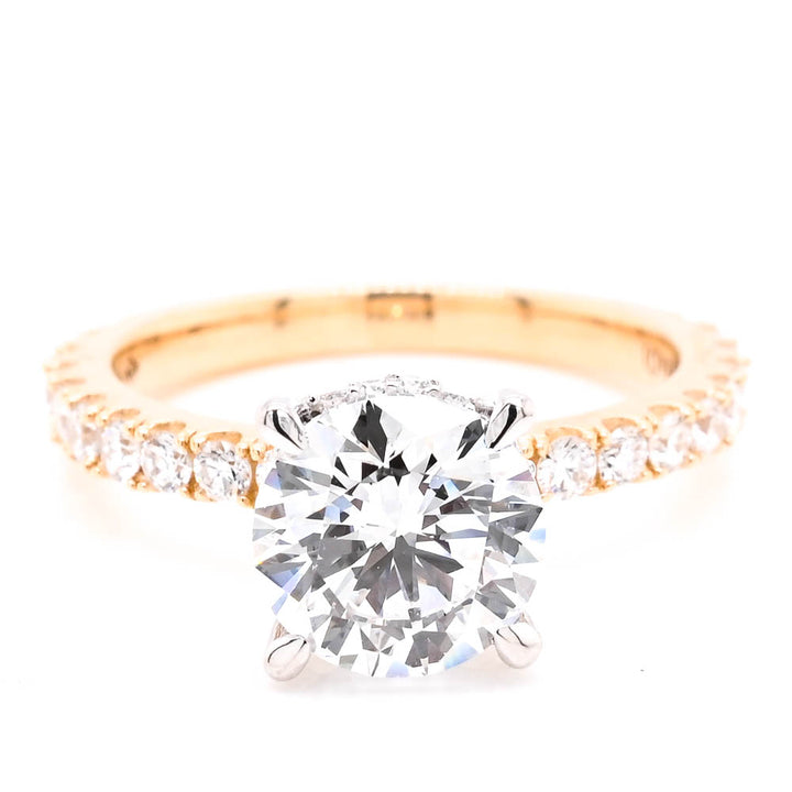 14KT Yellow & White Gold 2.60CTW Round Brilliant Lab Grown Diamond Accent Engagement Ring.