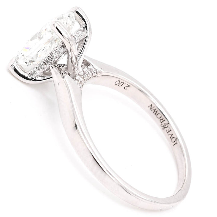 14KT White Gold 2.12CTW Radiant Cut Lab Grown Diamond Accent Engagement Ring.