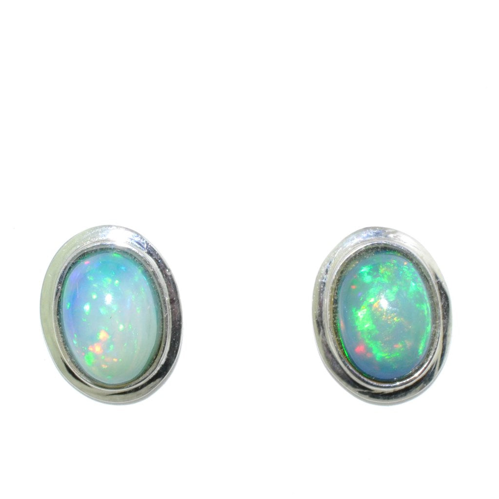 14KT White Gold Opal Earrings.