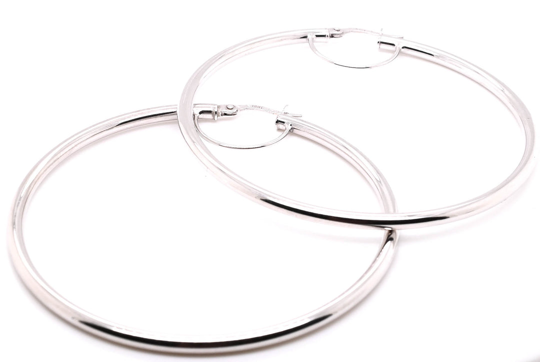 10KT White Gold 65mm Large Hoop Earrings.