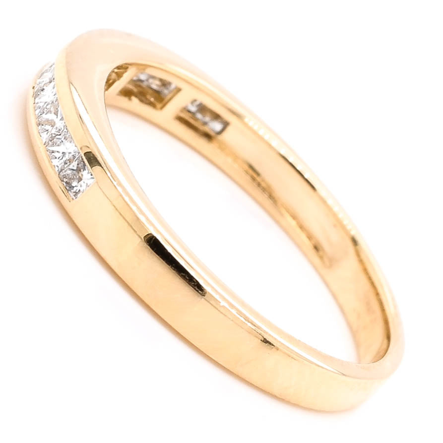 14KT Yellow Gold 0.40CTW Princess Cut Diamond Chanel Set Diamond Wedding Band.