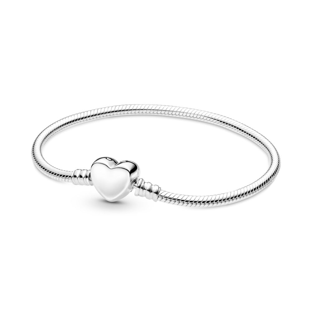 Pandora Moments Engravable Heart Clasp Snake Chain Bracelet