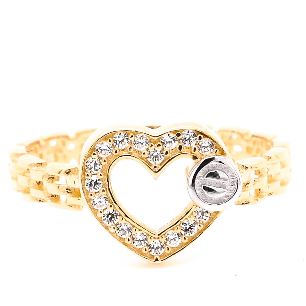 10KT Yellow & White Gold C.Z Heart Ring.