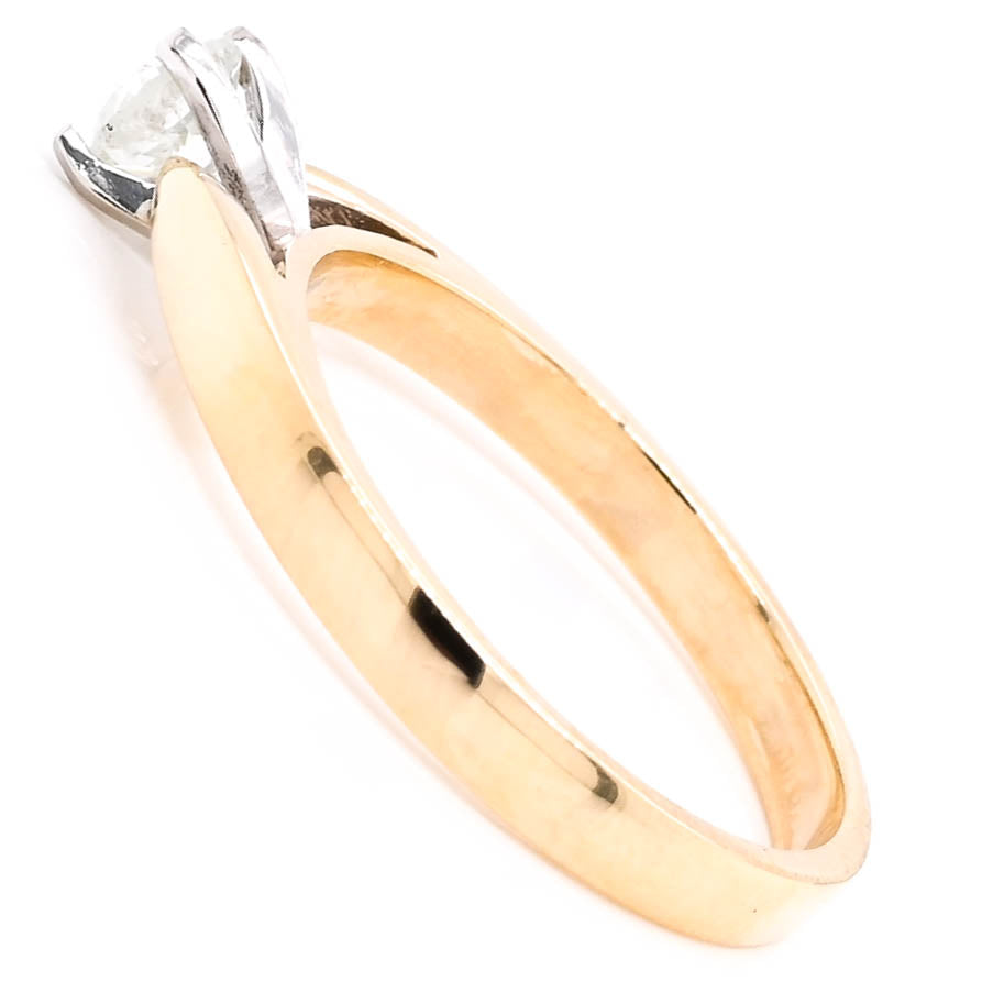 14KT Yellow Gold 0.30CT Round Shape Diamond Solitaire Promise Ring.