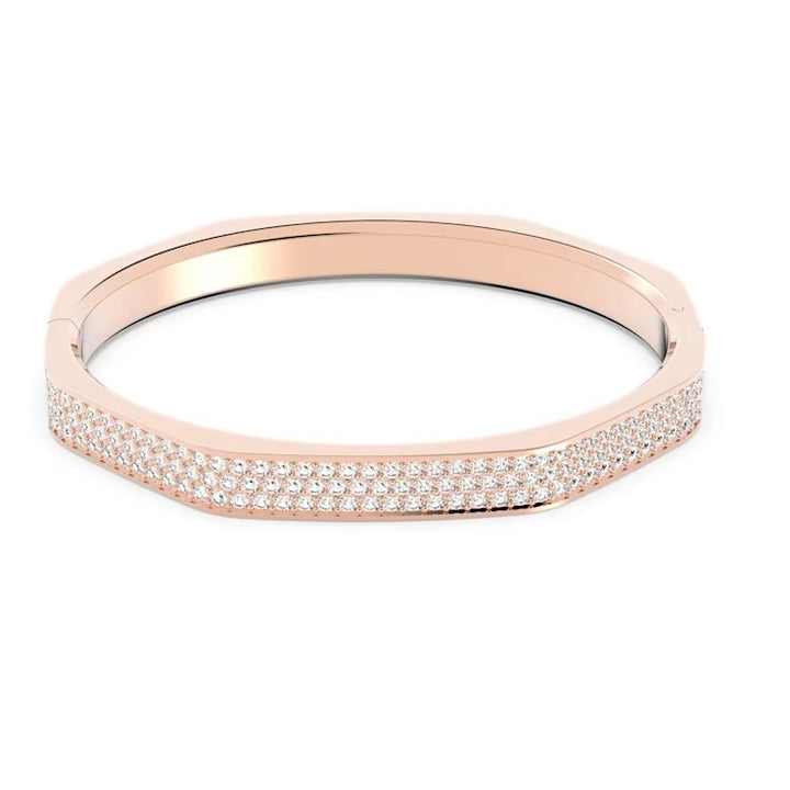 Dextera bangle Octagon, Pavé, White, Rose gold-tone plated.