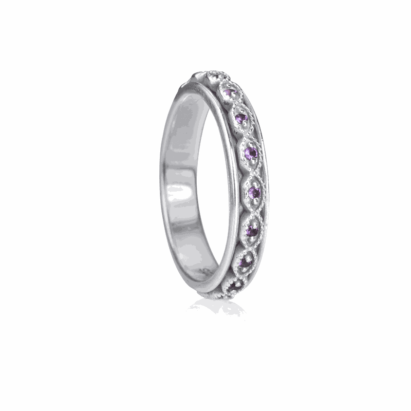 Intuition, Meditation Ring, Sterling Silver, Amethyst, Size 5