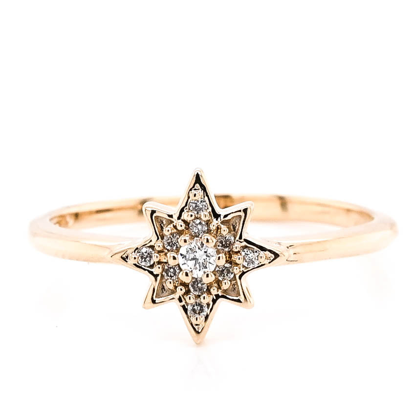 Fire & Ice 10KT Yellow Gold 0.07CTW Canadian Diamond Star Ring