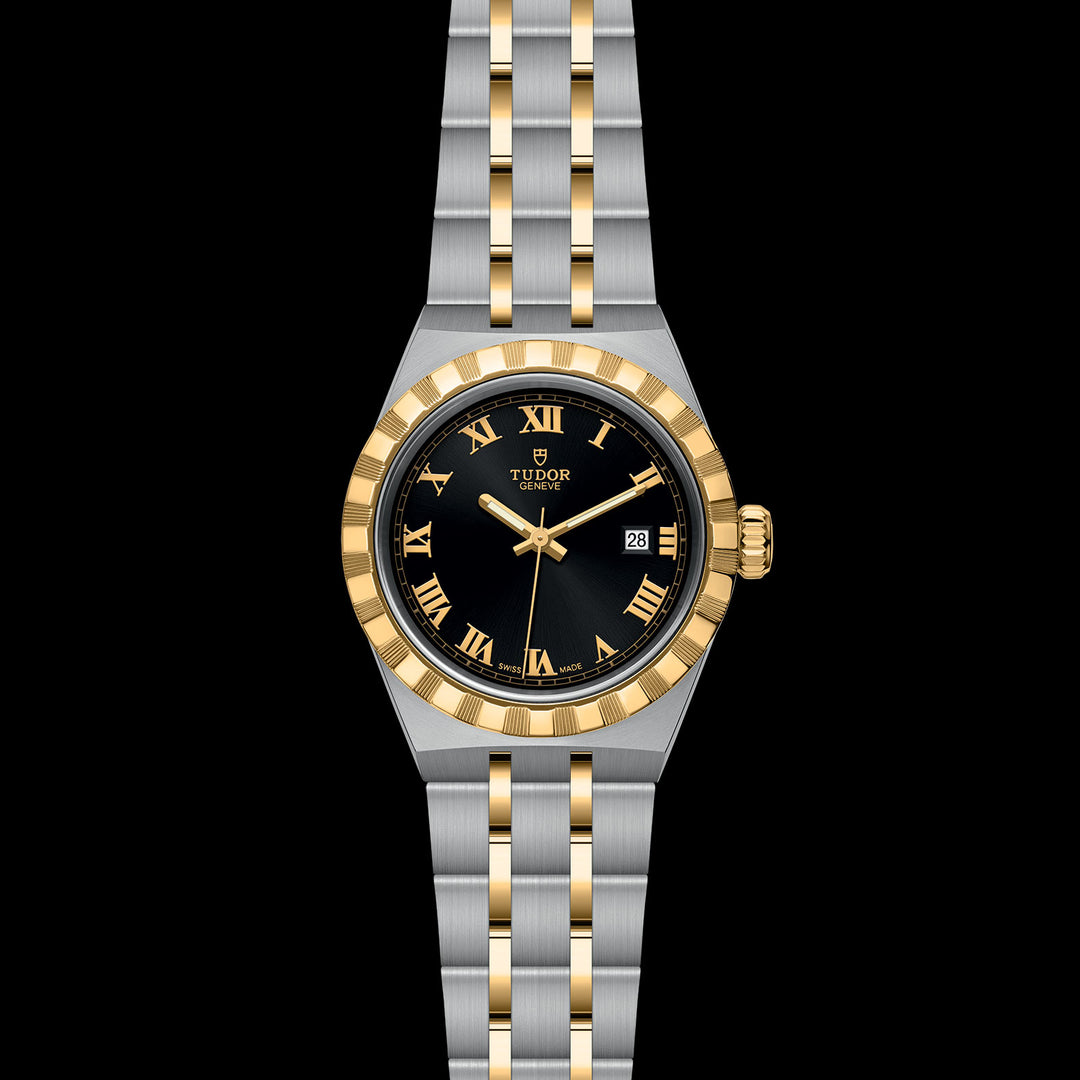 Tudor Royal Watch - M28303-0003 - 28mm steel case, Yellow gold bezel