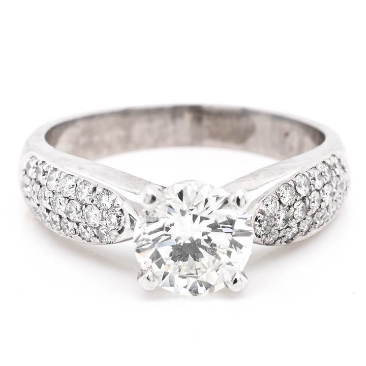 Platinum 1.33CTW Round Brilliant Diamond Accent Engagement Ring.