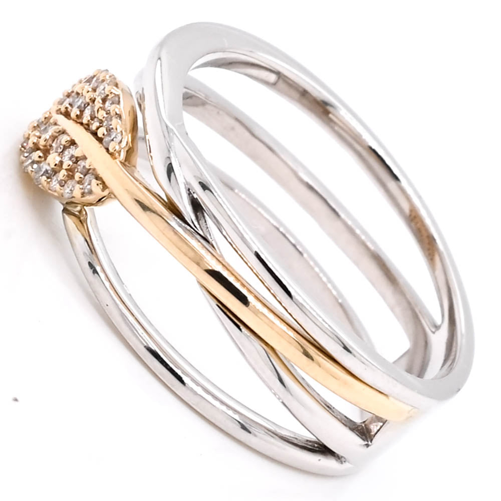 10KT White & Yellow Gold 0.15CTW Diamond Leaf Ring.