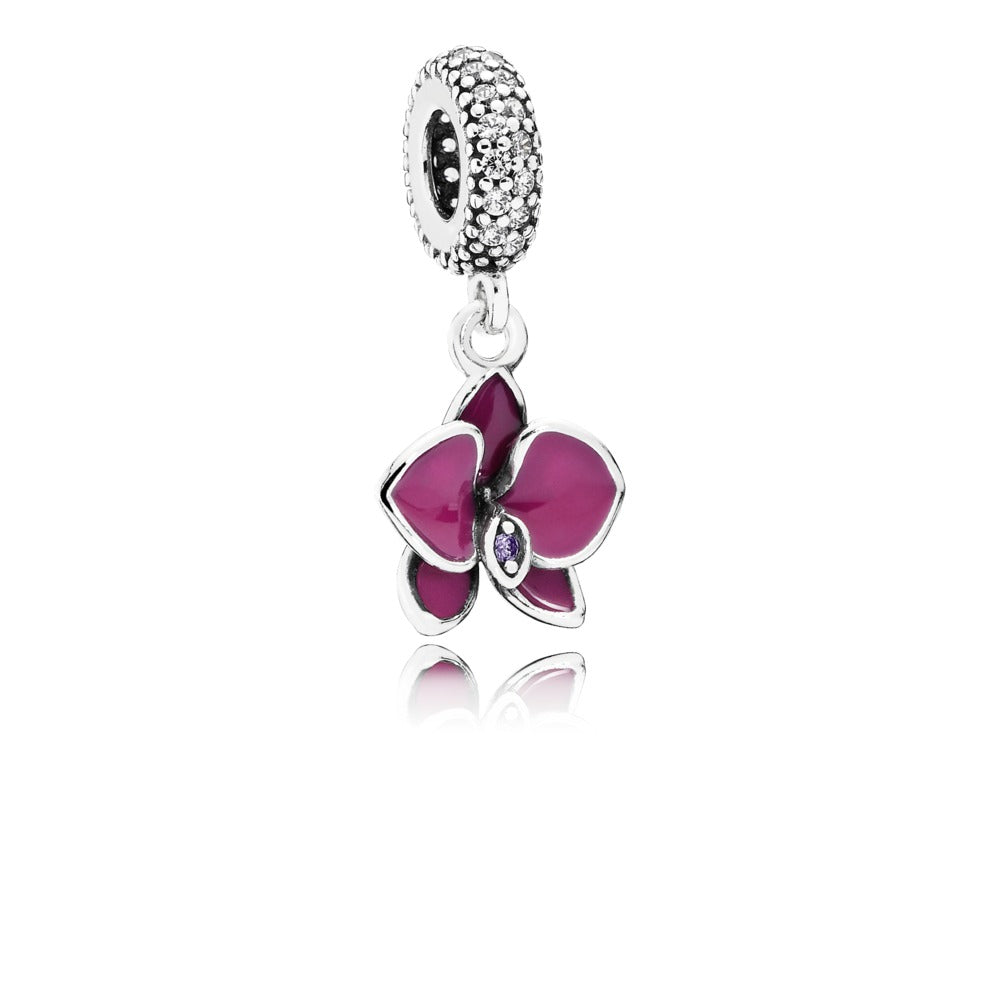 orchid, clear & purple cz & radiant orchid enamel