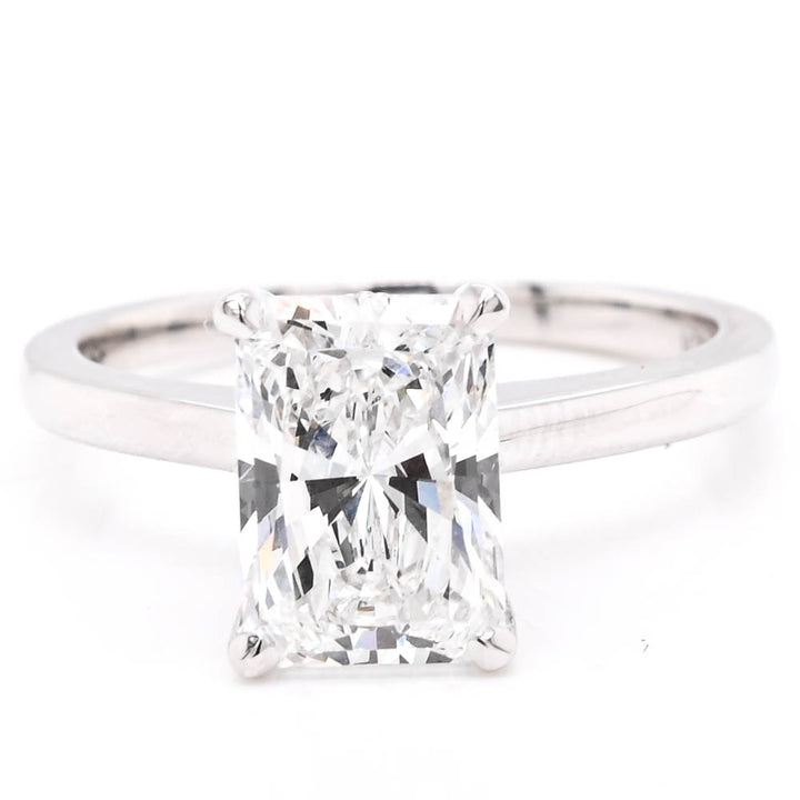 14KT White Gold 2.00CT Radiant Cut Lab Grown Diamond Solitaire Engagement Ring.